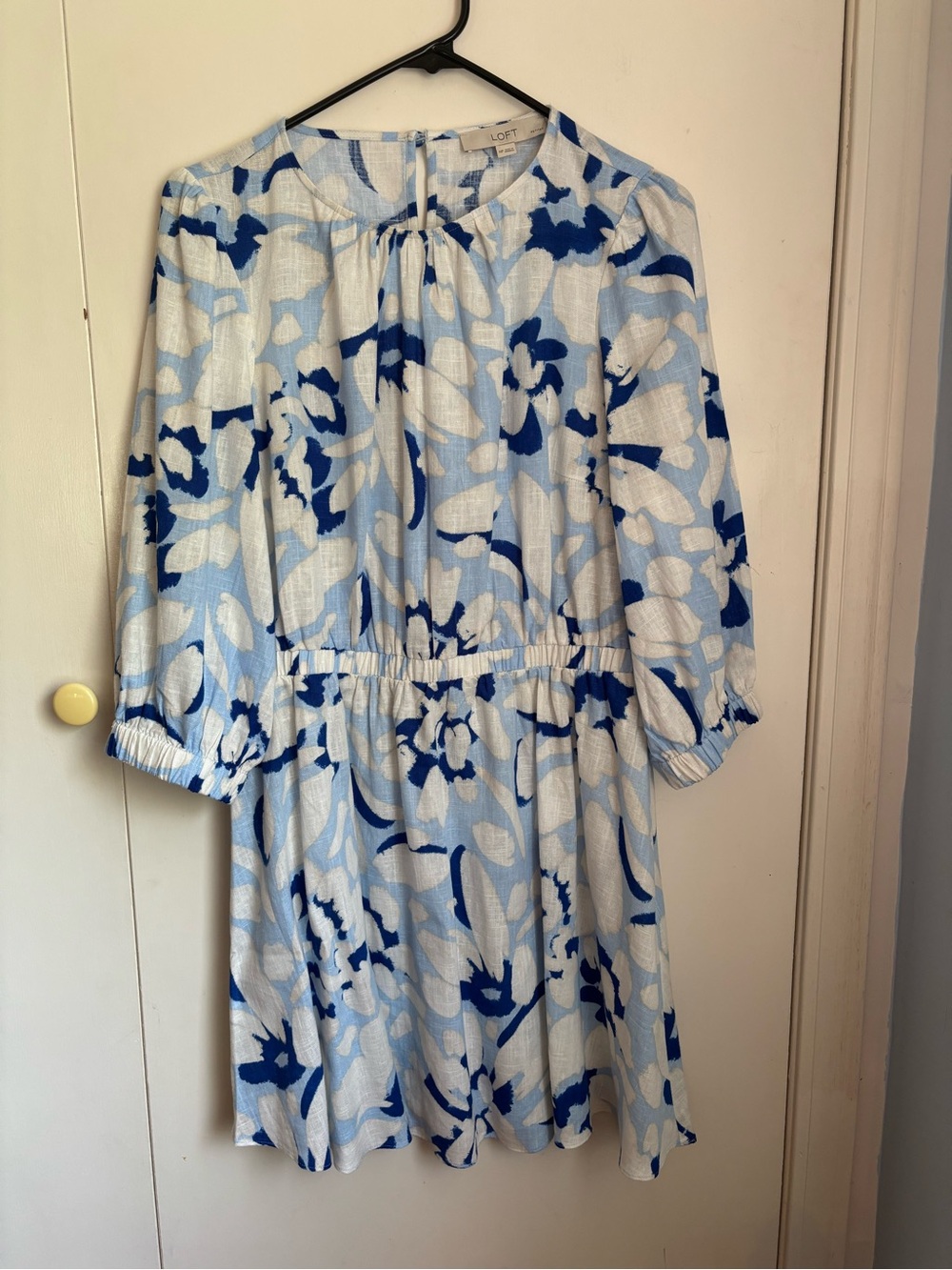 LOFT Light Blue and Royal Blue Floral Dress